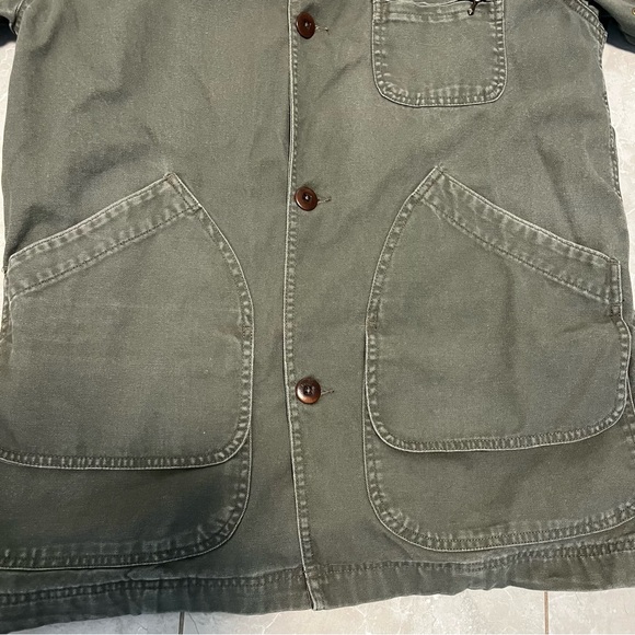 LL Bean Vintage Mens Green Blanket Lined Chore Barn Coat- Medium- Corduroy Trim - Picture 5 of 7